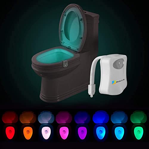 Motion Sensor LED Toilet Night Light Komire Light Detection Motion Activated Toilet Light with 8-Color Changing Battery Operated Waterproof