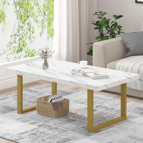 IBF Marble Coffee Table - Modern Faux Marble Living Room Table