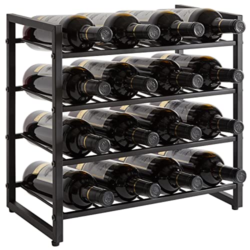 16-Bottle Freestanding Wine Rack for Home and Bar Storage