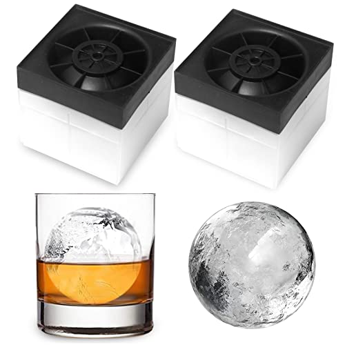 glacio Silicone Ice Cube Trays Combo (Set of 2), Sphere Ice Ball Maker with  Lid & Large Square Molds, Reusable and BPA Free 