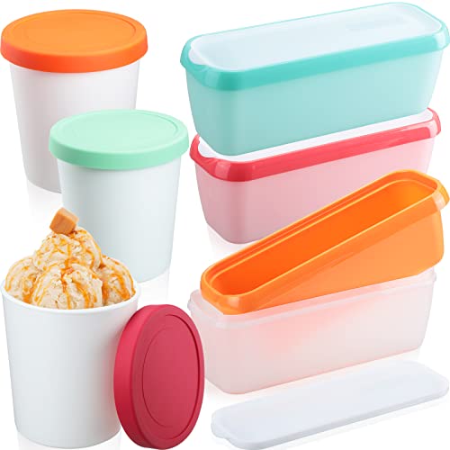  4 Pieces Ice Cream Containers for Homemade Ice Cream with Dry  Erase Marker 1.5 Quart Reusable Insulated Ice Cream Tub Stackable Ice Cream  Storage Containers for Freezer with Lid and Non