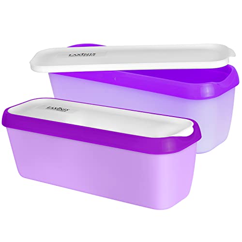 Ice Cream Containers with Lids, 1.5 Quarts, Reusable (Purple)