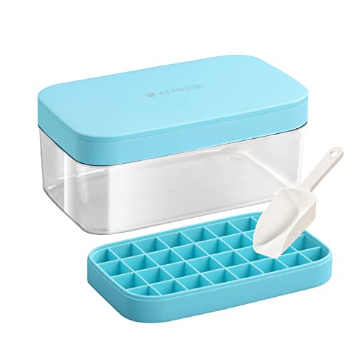 Ice Cube Trays With Lid and Bin - Silicone Ice Cube Tray