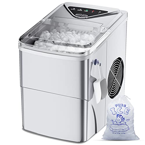 Ecozy Portable Ice Maker Countertop, 9 Cubes Ready In 6 Mins, 26.5 Lbs In  24 Hours, Self-Cleaning Ice Maker Machine With Ice Bags/Ice Scoop/Ice