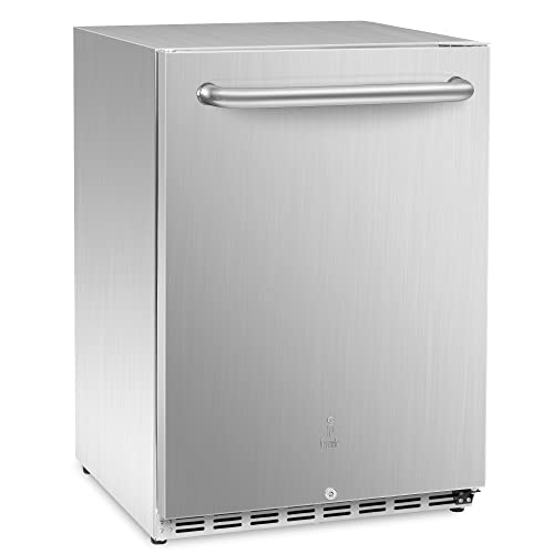ICEJUNGLE Outdoor Refrigerator 24'' Built-in Freestanding Compressor Beverage Fridge