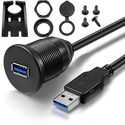 ICESPRING USB 3.0 Male to Female AUX Flush Mount 3ft Extension Cable