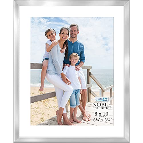 Icona Bay 8x10 Silver Picture Frame with Mat