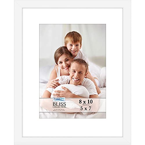 Icona Bay 8x10 White Picture Frame with Removable Mat
