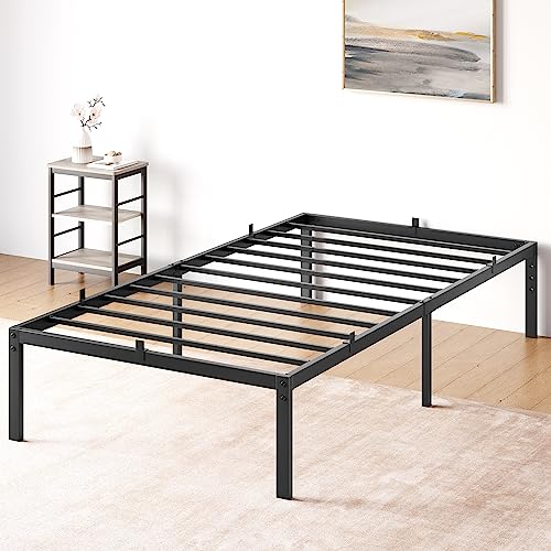 IDEALHOUSE 14" Twin Bed Frame: Metal Platform, Storage, Easy Assembly