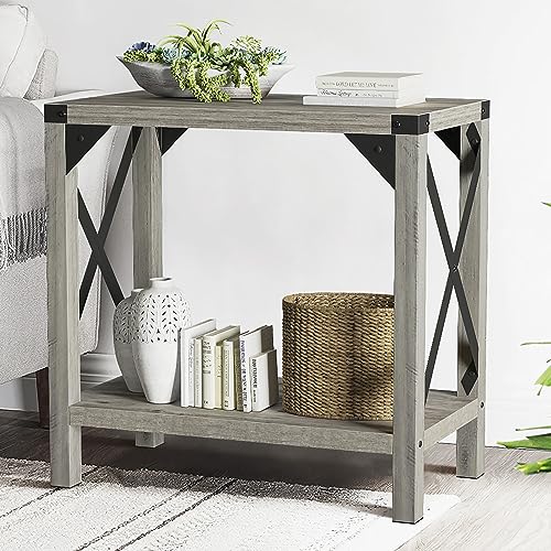  AOJEZOR Round End Table Ideal for Any Room, Metal Structure Side  Tables Great For Living Room, Bedroom, Indoor, Outdoor, Matte Gray Tray  with 3 Gold Legs Accent : Home & Kitchen
