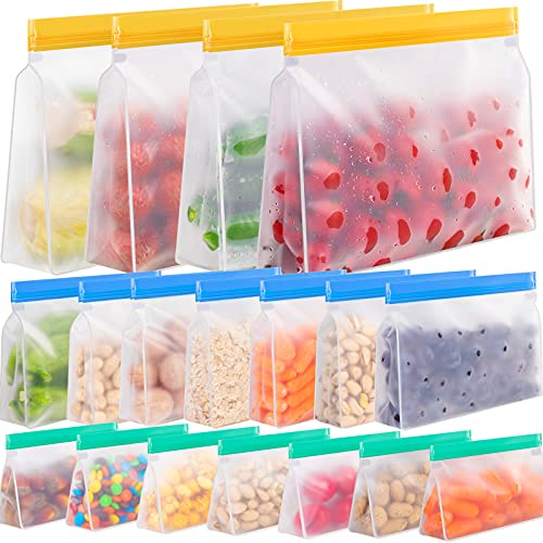 Qinline Reusable Food Storage Bags - 10 Pack BPA FREE Freezer Bags(2 Gallon  Bags + 4 Sandwich Bags + 4 Food Grade Snack Bags) EXTRA THICK Leakproof