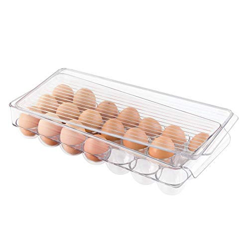 iDesign Egg Holder for Refrigerator with Handle and Lid