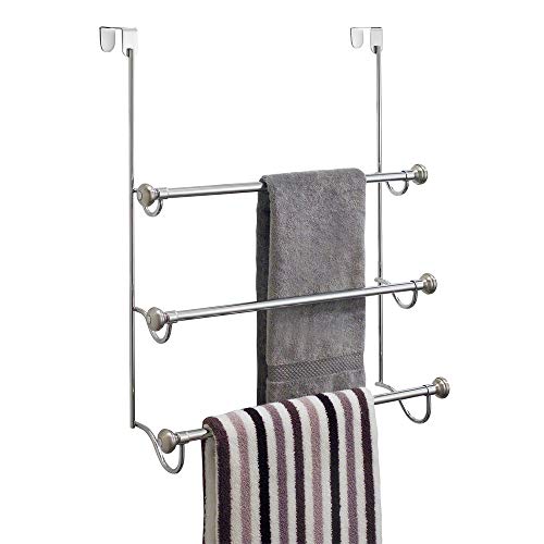 iDesign York Collection Over the Door Towel Rack, Brushed Nickel