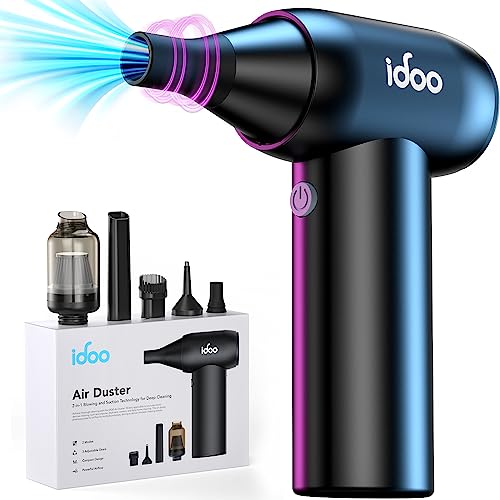 iDOO Electric Compressed Air Duster - Powerful 2-in-1 Mini Vacuum Blower