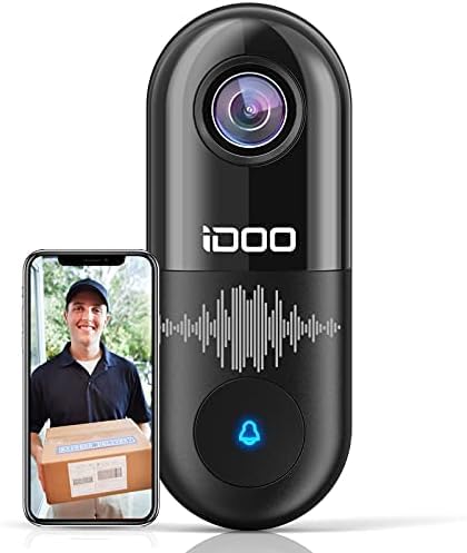 iDOO Video Doorbell Camera Wireless, 128GB 1080p HD Home Security Camera, Motion Detector, 2-Way Audio, Smart APP iOS/Android, Black