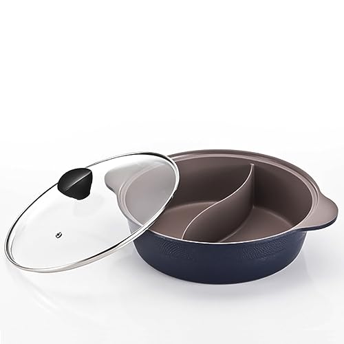 Hot Pot with Divider for Induction Cooker Dual Sided Soup Cookware  Two-flavor Chinese Shabu Shabu Pot for Home Party Family Gathering, 4.5  Quart