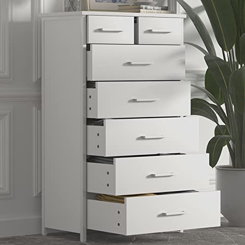 IKENO 7 Drawer White Dresser