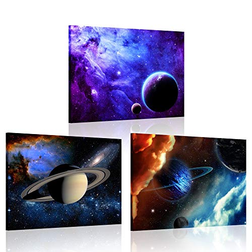 Galaxy Stars Abstract Space Canvas Wall Art Set - Kids Room Decor
