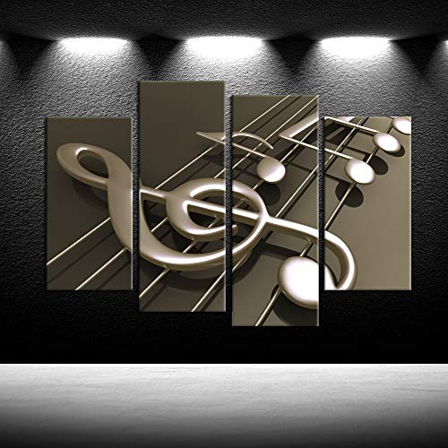 iKNOW FOTO 4 Panel Music Notes Canvas Wall Art