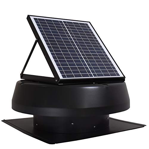 iLiving Hybrid Smart Thermostat Solar Roof Attic Fan, 14", 1750 CFM, Black