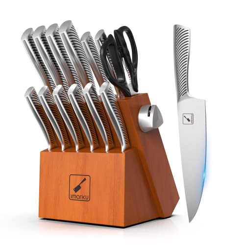 imarku 10 Pieces Stainless Steel Knife Set with Cutting Board - IMARKU