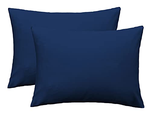 iMaylex Soft Egyptian Cotton Navy Blue Zipper Pillowcase Set, 20" x 26"