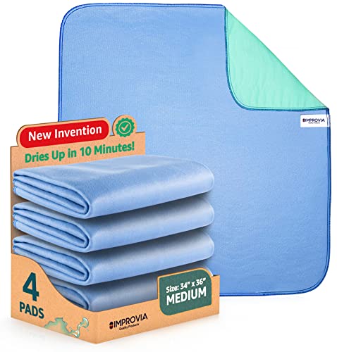 IMPROVIA Washable Underpads - Heavy Absorbency Reusable Bedwetting Incontinence Pads