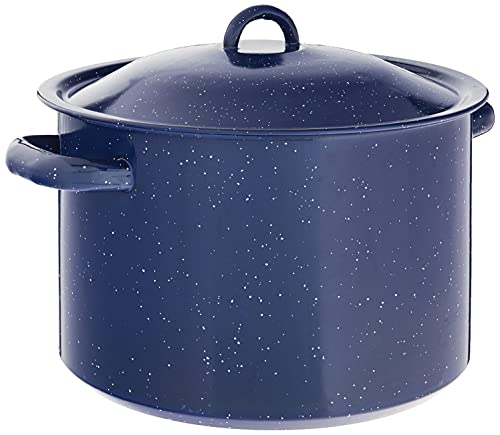 Alpine Cuisine Enamel Steel Dark Blue Speckle Steamer Pot, Nonstick He
