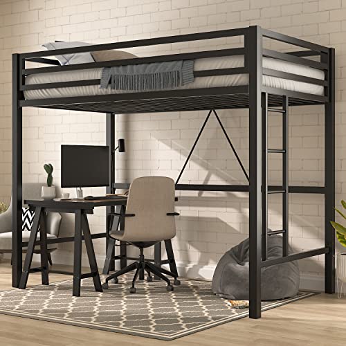 IMUsee Loft Bed Frame: Space-Saving, Sturdy & Noise-Free (Matte Black)