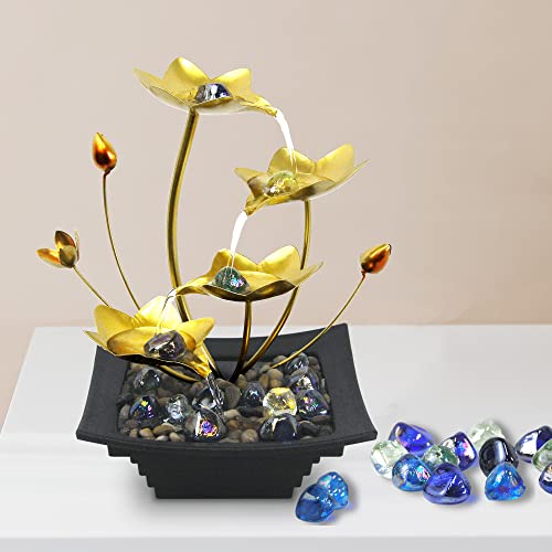 Indoor 4-Tier Lotus Leaf Tabletop Fountain