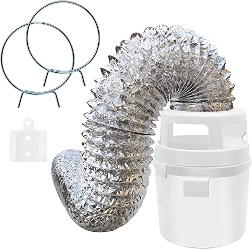 Indoor Dryer Vent Kit with Lint Trap Bucket and 4 feet Flexible Aluminum Foil Duct