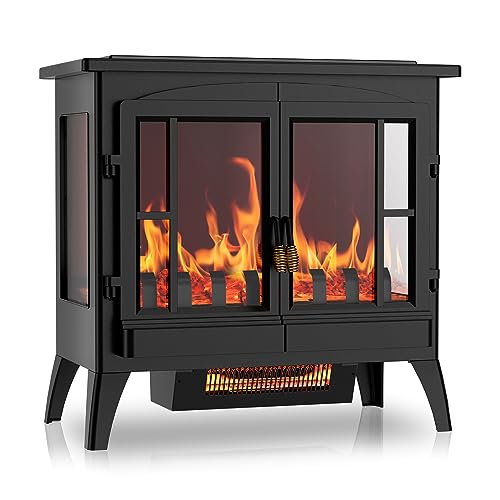 Indoor Freestanding Fireplace Heater with 3D Realistic Flame