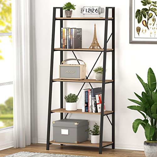 Industrial 5 Tier Ladder Bookshelf