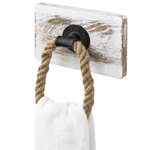 Industrial Black Metal Pipe and Rustic Rope Towel Ring