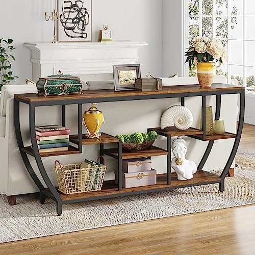 Industrial Chic Sofa Table with Storage - Tribesigns 70.9 Inch