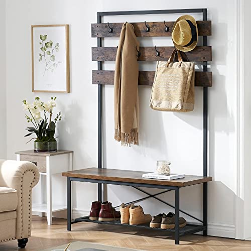 Industrial Hall Tree with Storage Bench