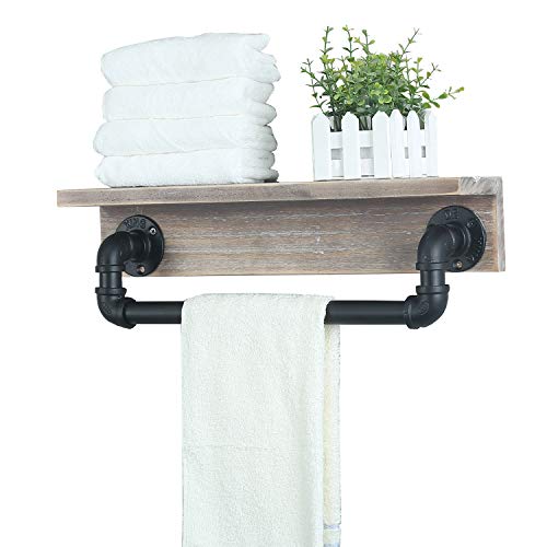 Industrial Pipe Shelf with Towel Bar