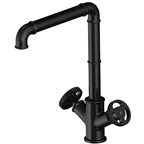 Industrial Pipe Style Kitchen Faucet with Double Handle