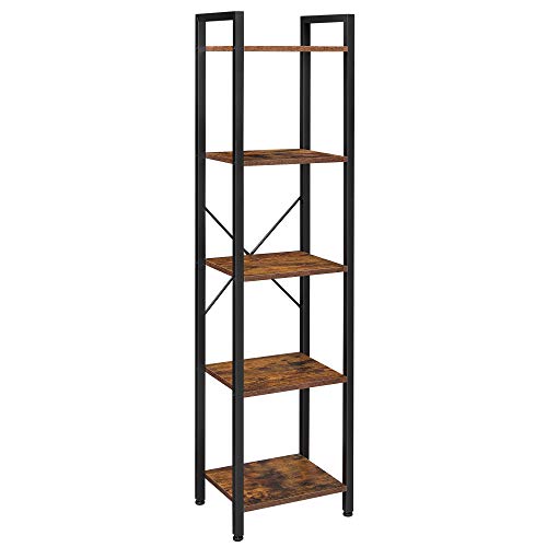 Industrial Style 5-Tier Bookshelf with Steel Frame