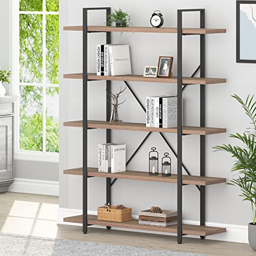 Industrial Wood and Metal 5 Tier Bookshelf