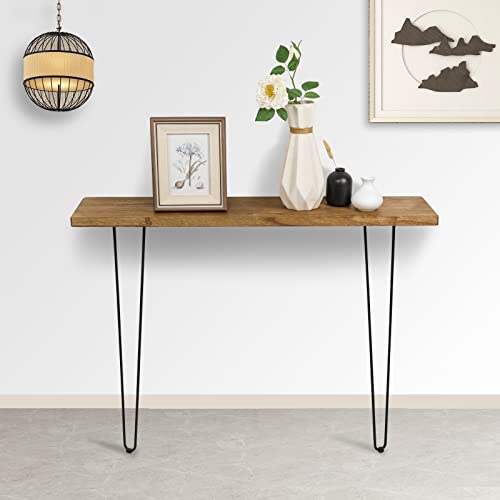Industrial Wood Console Sofa Table with Two Iron Feet