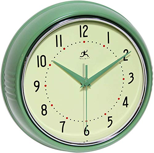 Mid Century Green Retro Kitchen Wall Clock by Infinity Instruments LTD.
