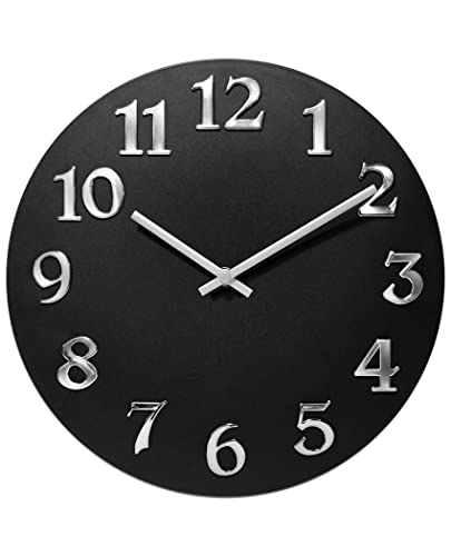 Infinity Modern Matte Finish Wall Clock, Easy to Read, 12 Inch, Black/Silver