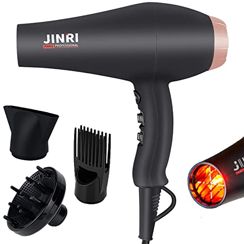 JINRI Professional Infrared Ionic Hair Dryer with Diffuser & Concentrator