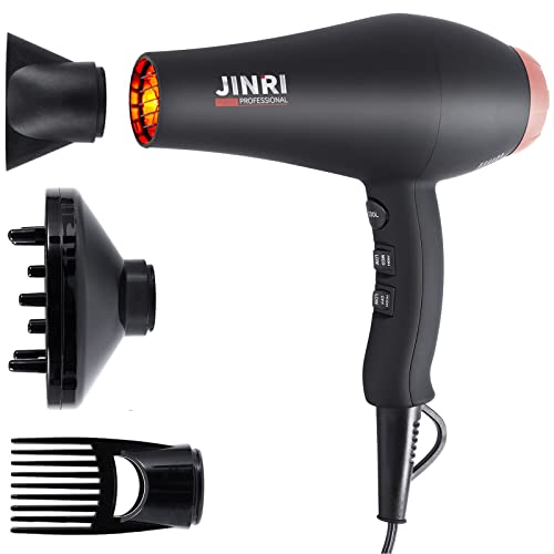 Infrared Hair Dryer, Professional Salon Negative Ionic Blow Dryers for Fast Drying, Pro Ion Quiet Hairdryer with Diffuser & Concentrator & Comb Black Gold