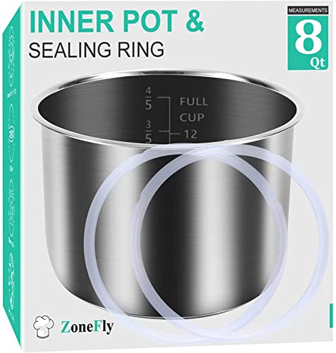 Stainless Steel Inner Pot & Silicone Seals for 8 Qt Instant Pot