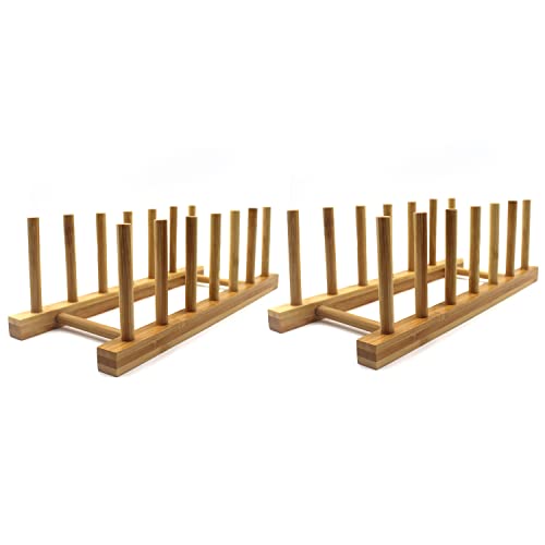 INNERNEED Bamboo Plate Racks - Kitchen Storage Organizer (Pack of 2)