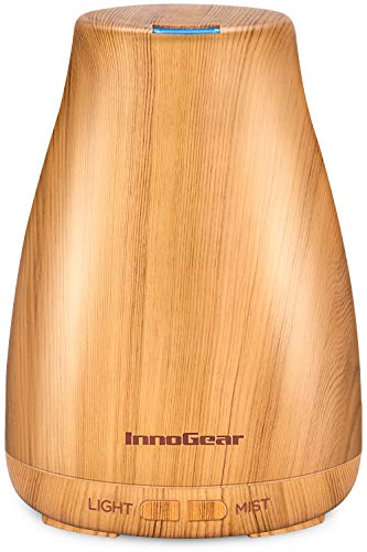 InnoGear Essential Oil Diffuser, Upgraded Diffusers for Essential Oils Aromatherapy Diffuser Cool Mist Humidifier with 7 Colors Lights 2 Mist Mode Waterless Auto Off for Home Office Room, Yellow