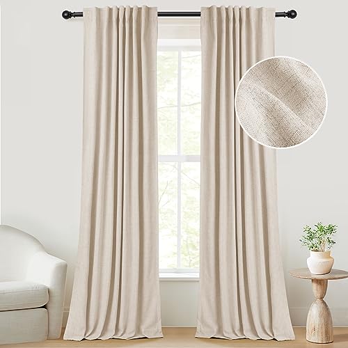INOVADAY 100% Blackout Curtains - Thermal Insulated Linen Curtains