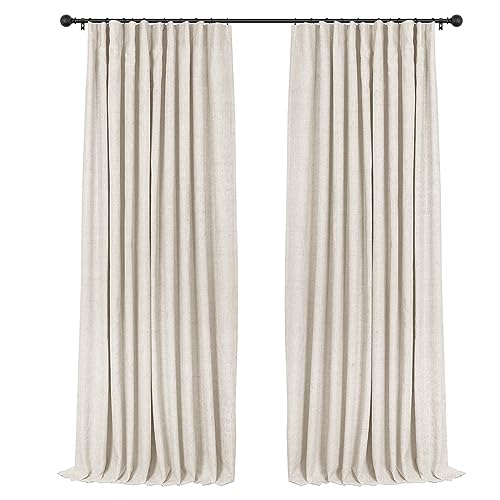 INOVADAY Cream Blackout Curtains 84" Long + 20 Ring Clips